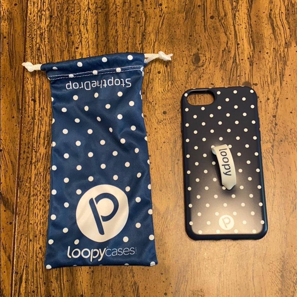 Loopy case navy polka dot